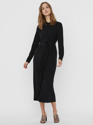 Černé košilové maxišaty VERO MODA Simply