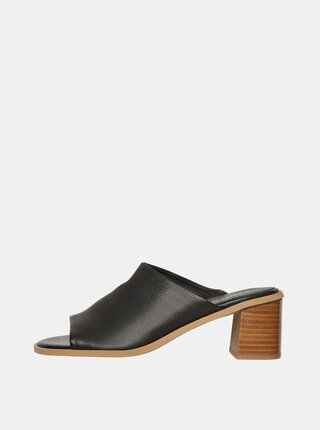 Černé kožené pantofle VERO MODA Jane