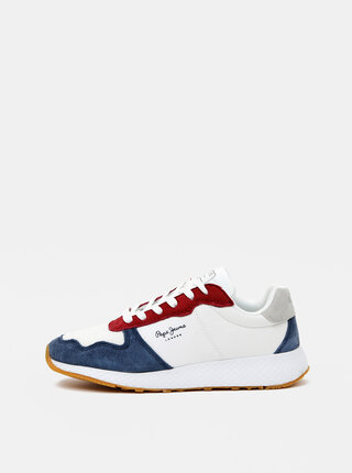 Modro-biele dámske tenisky s koženými detailmi Pepe Jeans
